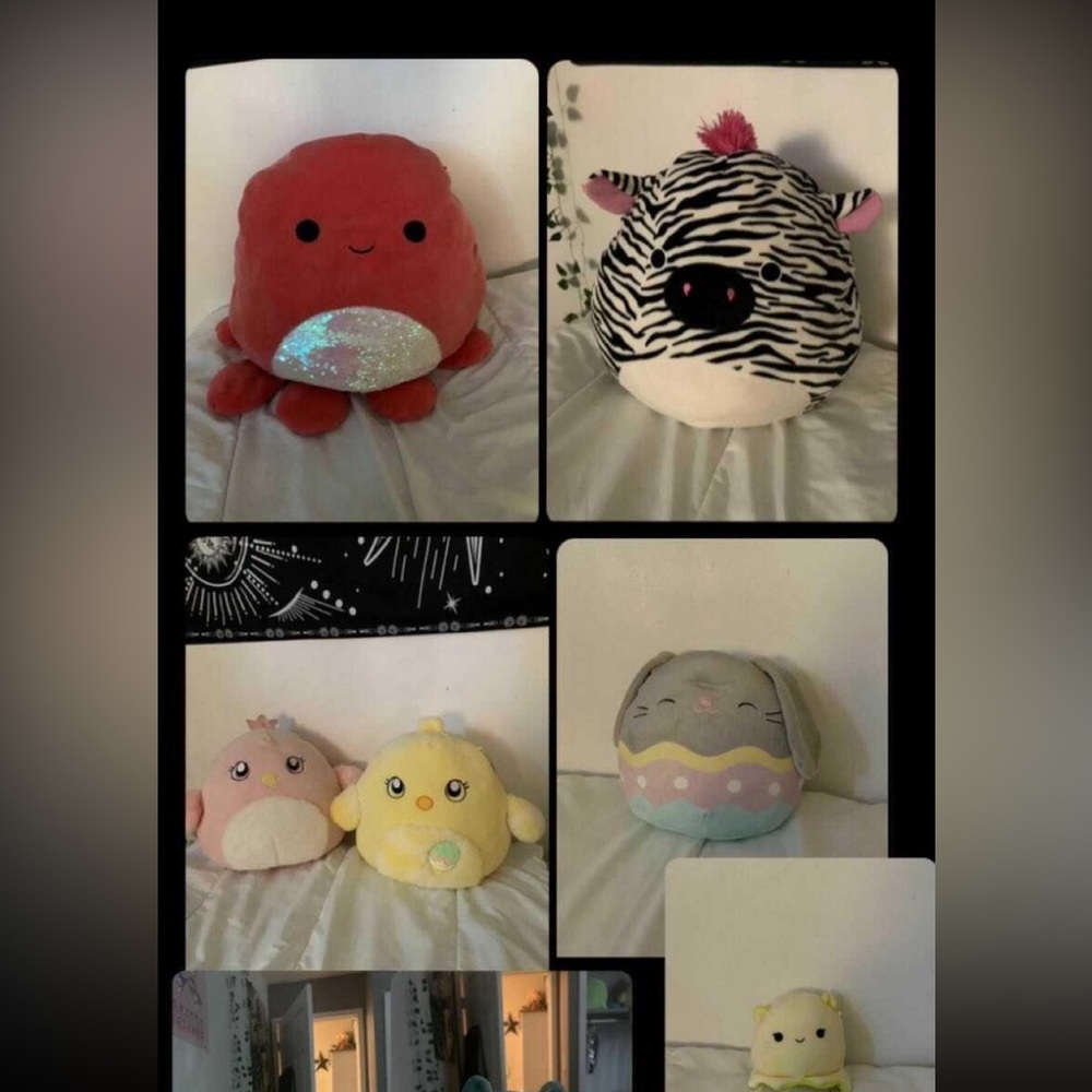 Squishmallows Plush Collection - Red, Black, Yellow, Gray, Cream